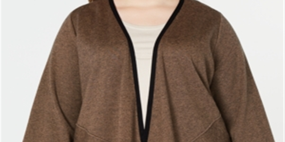 Alfani Women's Plus Drape Front Cardigan Brown Size 0X