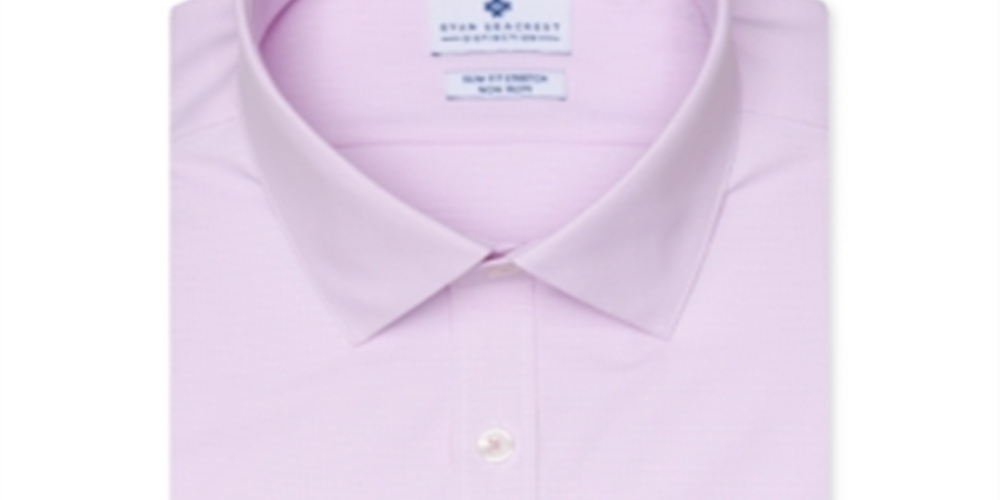 Ryan Seacrest Distinction Men's Ultimate Active Slim Fit Non Iron Performance Stretch Dobby Dress Shirt Pink Size 15.5X34-35