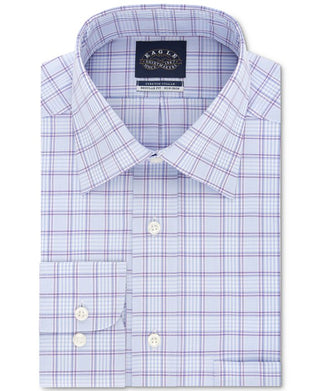 Eagle Men's Non Iron Stretch Collar Regular Fit Dress Shirt Blue Size 15X32-33