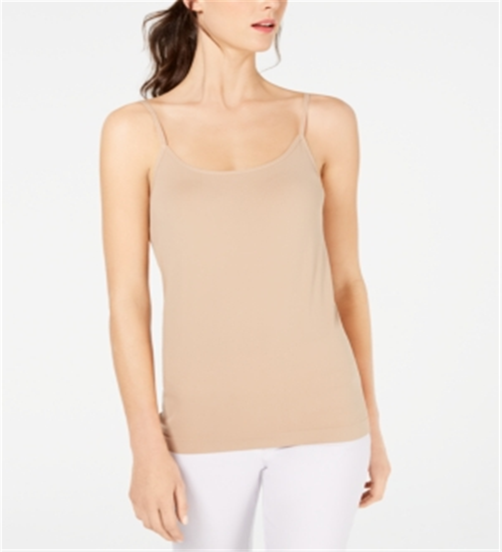 INC International Concepts Women's Spaghetti Strap Scoop Neck Top Brown Size Small