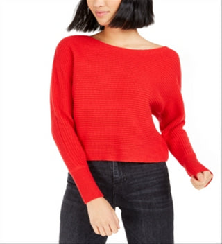 Bar III Women's Ribbed Long Sleeve Sweater Red Size X-Small