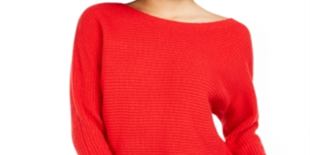 Bar III Women's Ribbed Long Sleeve Sweater Red Size X-Small