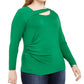 INC International Concepts Women's Long Sleeves Twist Neck Pullover Top Green Size 0X