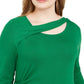 INC International Concepts Women's Long Sleeves Twist Neck Pullover Top Green Size 0X