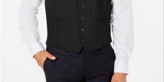 Ryan Secrest Distinction Men's Suit Vest Modern Fit Black Size Small