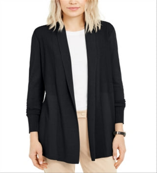 Alfani Women's Ribbed Waist Cardigan Black Size Petite S