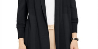 Alfani Women's Ribbed Waist Cardigan Black Size Petite S