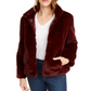 Maison Jules Women's Cold Weather Winter Faux Fur Jacket Red Size Medium
