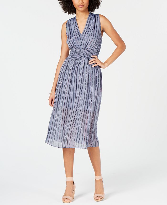 INC International Concepts Women's Plus Smocked Split Skirt Dress Blue Size 12 P