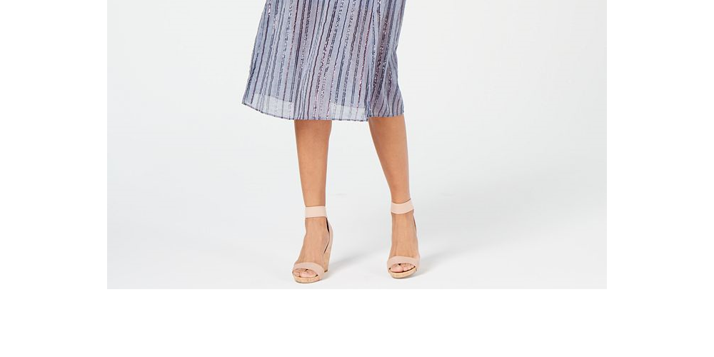 INC International Concepts Women's Plus Smocked Split Skirt Dress Blue Size 12 P