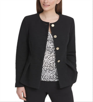 DKNY Women's Collarless Peplum Jacket Black Size 8