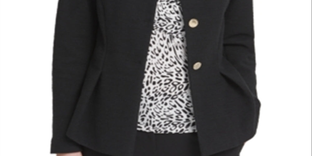 DKNY Women's Collarless Peplum Jacket Black Size 8