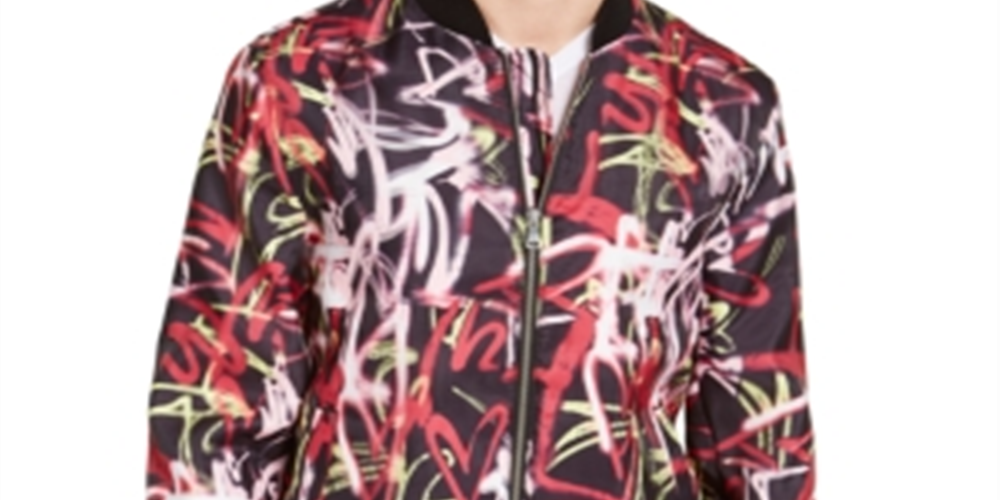 INC International Concepts Men's Patterned Zip up Jacket Red Size XXXX-Large