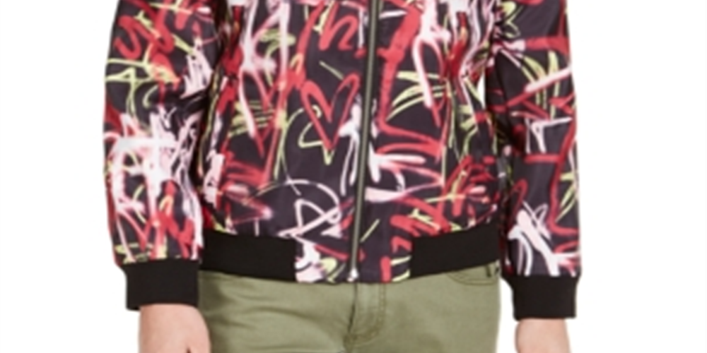 INC International Concepts Men's Patterned Zip up Jacket Red Size XXXX-Large