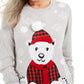 Karen Scott Women's Fair Isle Bear Sweater Grey Size Petite S
