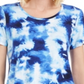 JM Collection Women's Printed Scoop Neck T-Shirt Blue Size Large