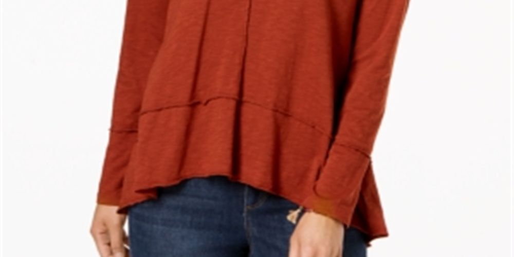 Style & Co Women's Cotton High Low Top Brown Size Small