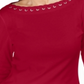 Karen Scott Women's Cotton Boat Neck Grommet Trim Top Red Size Petite S