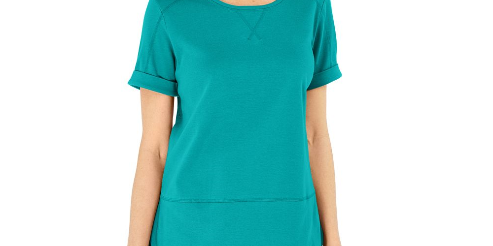 Karen Scott Women's Cotton Topstitched Top Pink Size 2XL