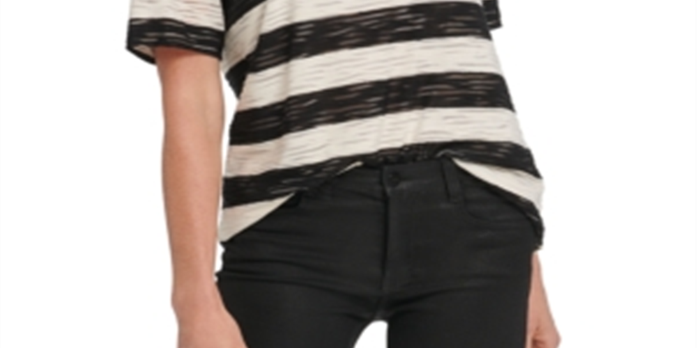 DKNY Women's Striped T-Shirt White Size X-Large