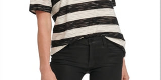 DKNY Women's Striped T-Shirt White Size X-Large