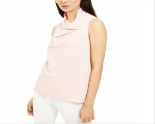 Anne Klein Women's Sleeveless Collared Top Pink Size Medium