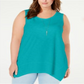 Style & Co Women's Plus Handkerchief Hem Tank Top Green Size 2X