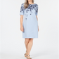 Karen Scott Women's Short Sleeve Above the Knee Dress Blue Size S