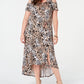 NY Collection Women's Plus Asymmetric Maxi Dress Brown Size 3xp