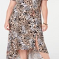 NY Collection Women's Plus Asymmetric Maxi Dress Brown Size 3xp