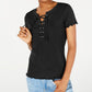 Hippie Rose Junior's Lace up Rib Knit Top Black Size X-Large