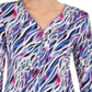 JM Collection Women's Printed Zip Neck Tunic Blue Size Petite S