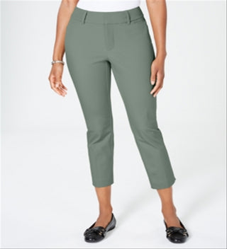 Charter Club Women's Newport Tummy Control Cropped Pants Green Size 4
