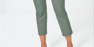 Charter Club Women's Newport Tummy Control Cropped Pants Green Size 4