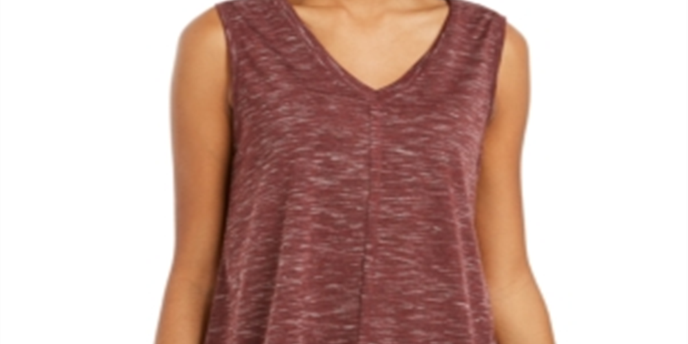 Style & Co Women's V Neck High Low Tank Top Wine Size Small