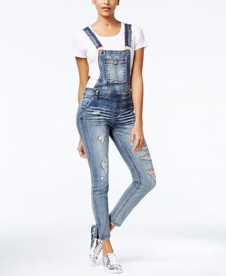 Dollhouse Junior's Skinny Denim Overalls Blue Size 3