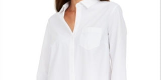 Alfani Women's Long Sleeve Knit Button Front Top White Size Petite S