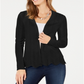 Charter Club Women's Open Front Cardigan Black Size Large