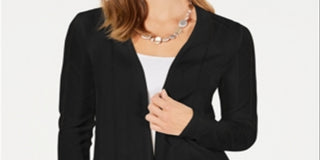Charter Club Women's Open Front Cardigan Black Size Large
