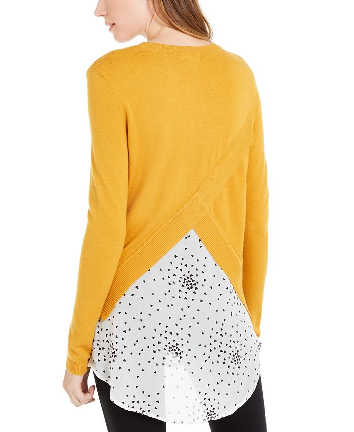 Maison Jules Women's Contrast Envelope Back Sweater Black Size M