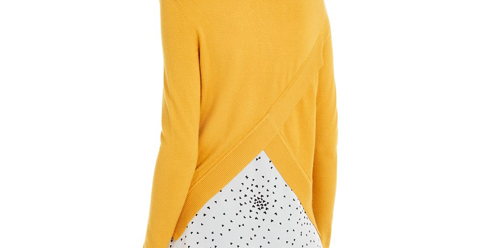 Maison Jules Women's Contrast Envelope Back Sweater Black Size M