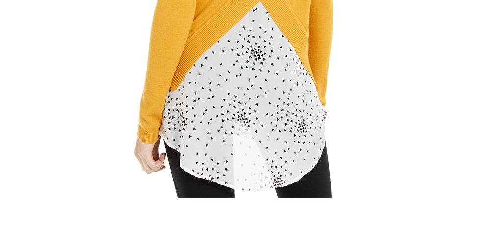 Maison Jules Women's Contrast Envelope Back Sweater Black Size M