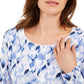 Karen Scott Women's Printed Scoop Neck Top Blue Size X-Small