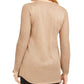 JM Collection Women's Lurex Lattice Neck Blouse Gold- Size XX-Large