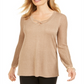 JM Collection Women's Lurex Lattice Neck Blouse Gold- Size XX-Large