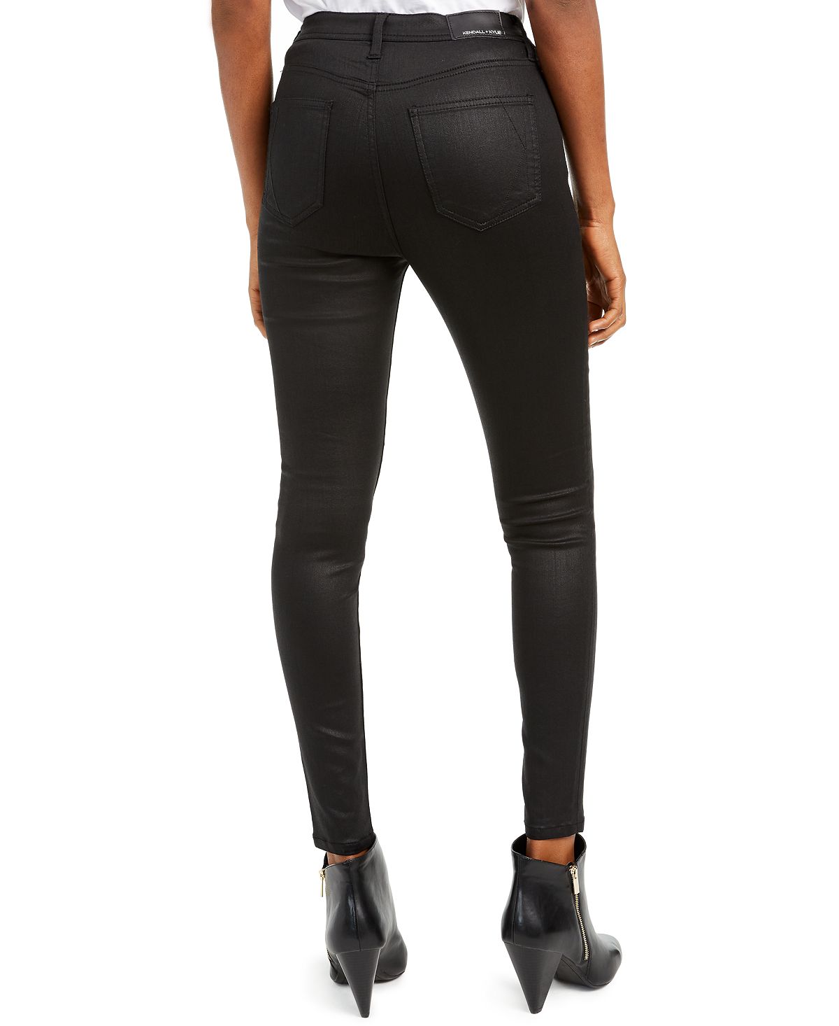 Kendall + Kylie Women's Coated Zipper Pocket Skinny Jeans Black Size 32