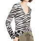 INC International Concepts Women's Petite Zebra-Print Top  White Size Petite M