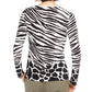 INC International Concepts Women's Petite Zebra-Print Top  White Size Petite M