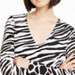 INC International Concepts Women's Petite Zebra-Print Top  White Size Petite M