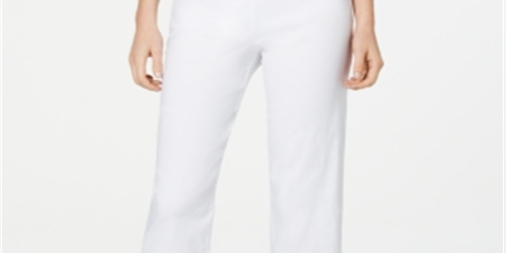 JM Collection Women's Embellished Hem Capri Pants White Size Medium